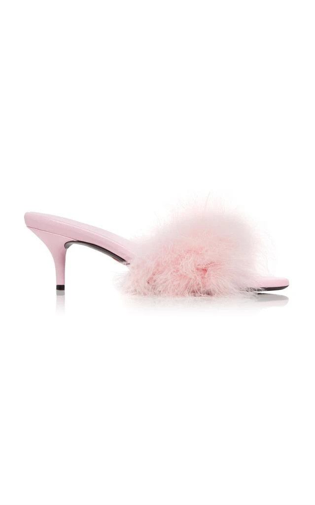Balenciaga Balenciaga - Boudoir Feather-Trimmed Leather Sandals - Pink - IT 36 - Moda Operandi 1