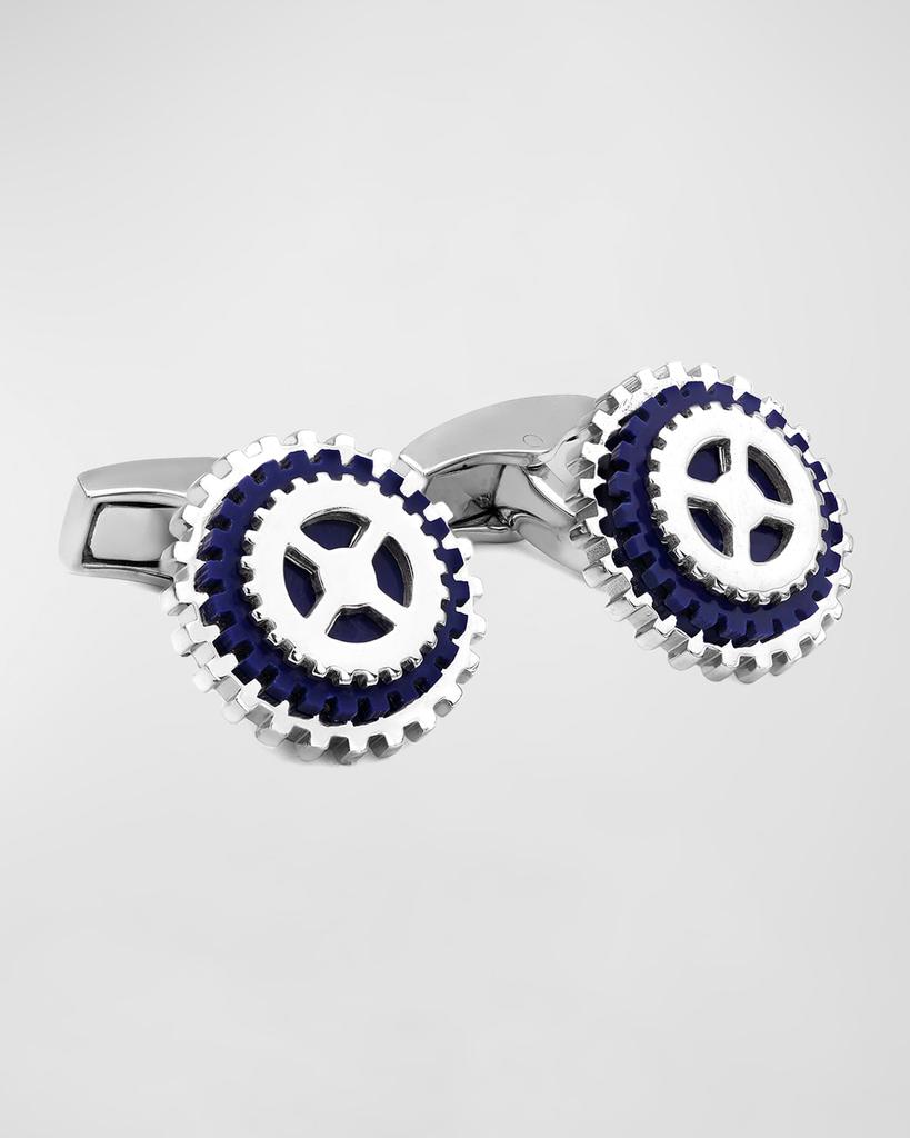 Tateossian Men's Lapis and Silver Rotating Gear Cufflinks