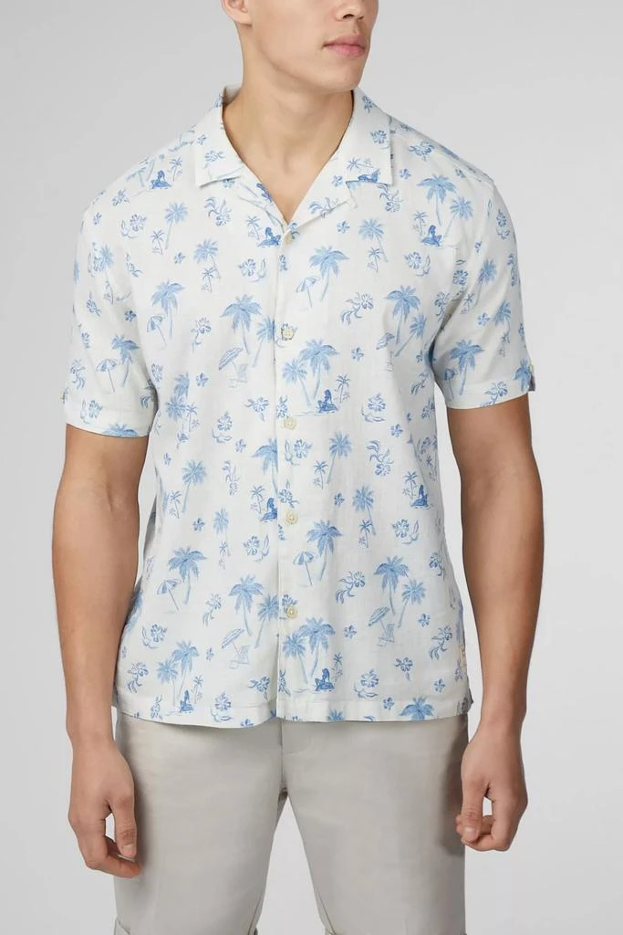 Ben Sherman Ben Sherman Resort Print Linen Blend Short Sleeve Shirt 3