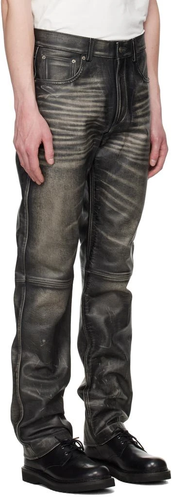 424 Black Five Pocket Leather Pants 2