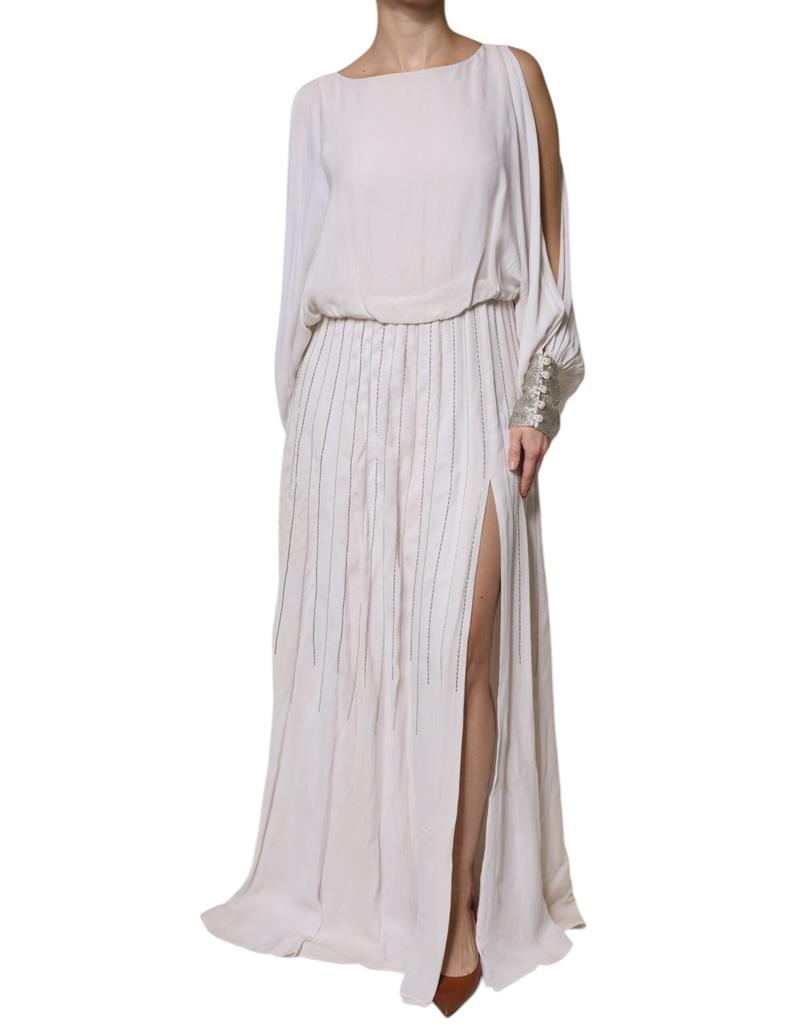 CHRISTIAN PELLIZZARI ivory Embellished Long Maxi Women's Dress (Pre-Owned)