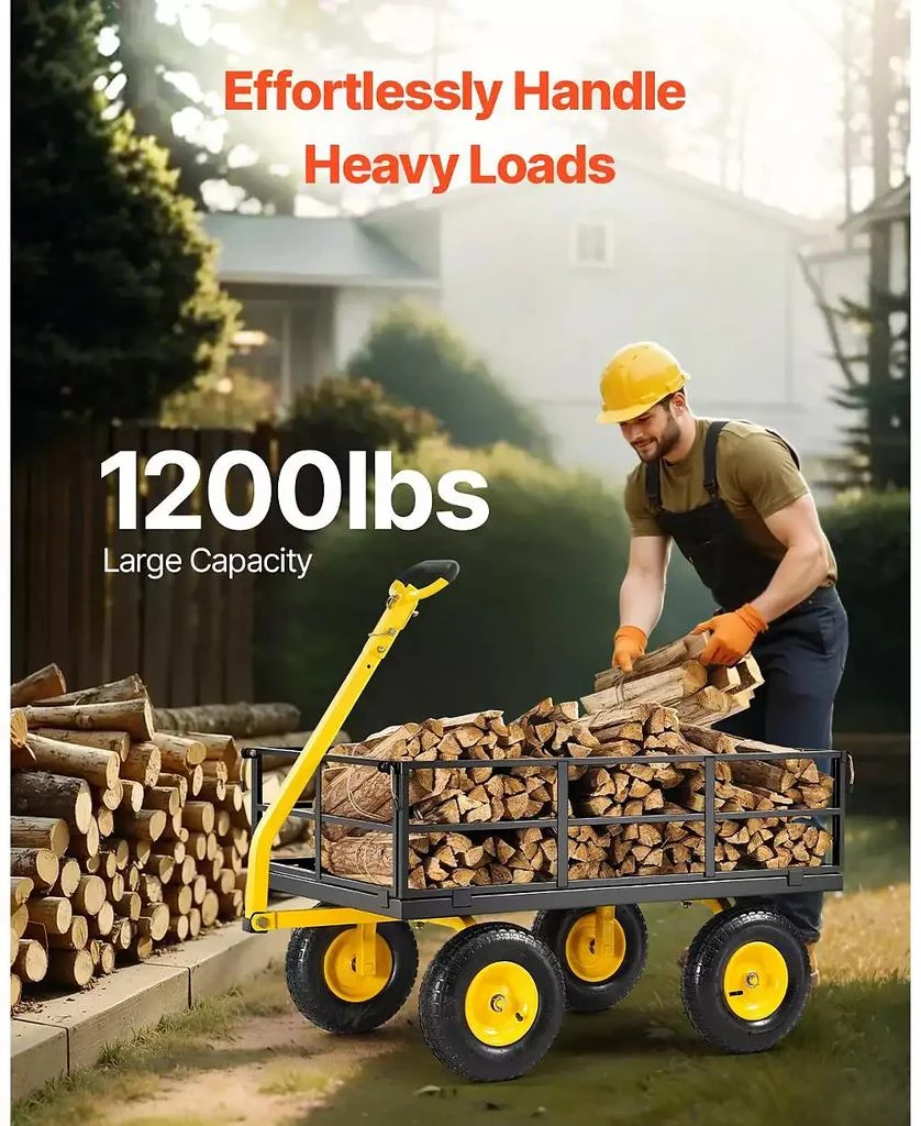 SUGIFT 1200 lb Heavy-Duty Steel Garden Cart with 13" All-Terrain Tires 
Convertible Mesh Sides 5