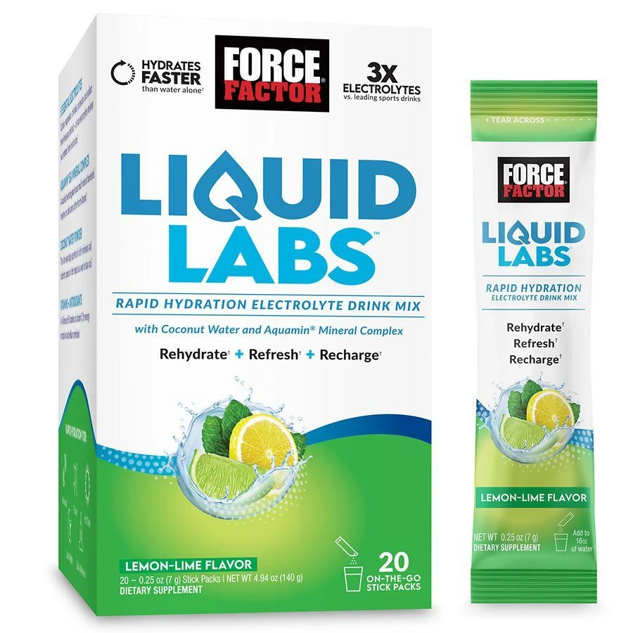 Force Factor Liquid Labs Rapid Hydration Electolyte Drink Mix Lemon Lime 3