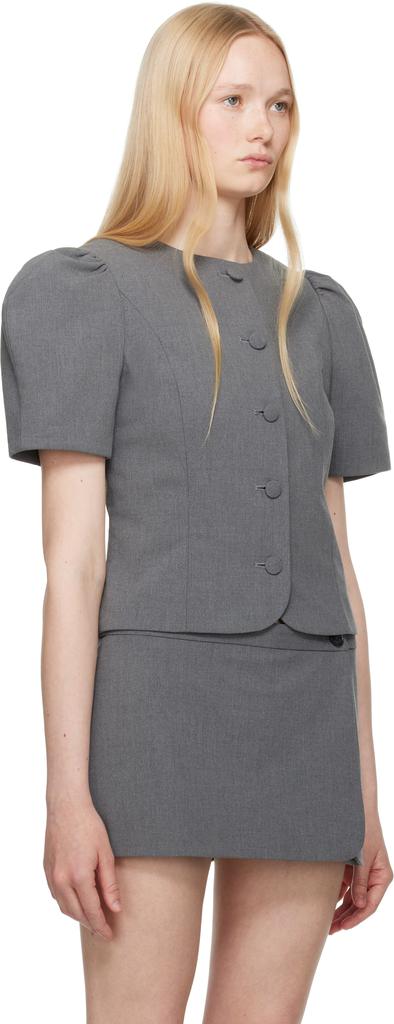Sandy Liang Gray Bonny Blouse