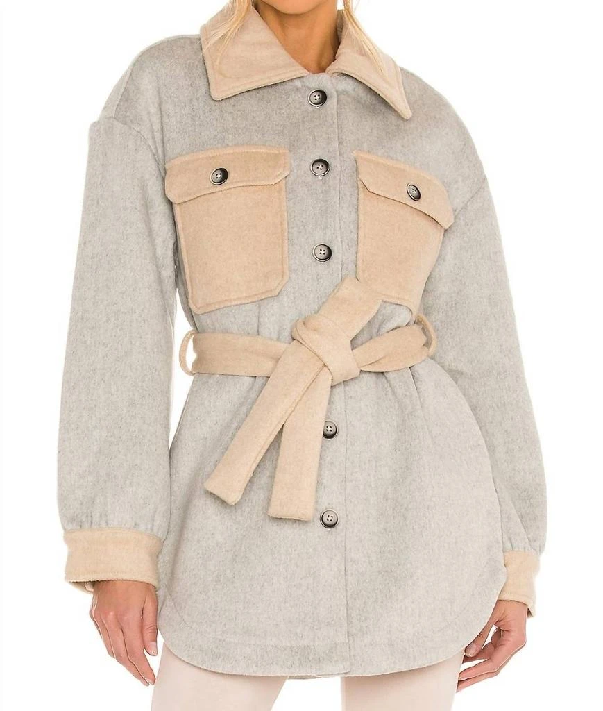 Line & Dot Harrison Belted Jacket In Heather Grey 1