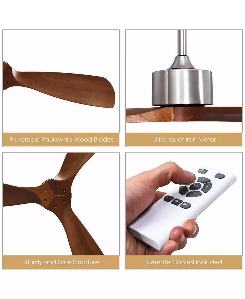 Mecale 52 Inch Modern Brushed Nickel Finish Ceiling Fan with Remote Control 4