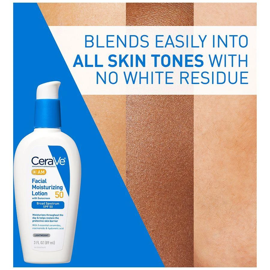 CeraVe AM Facial Moisturizing Lotion SPF 50, No White Cast Fragrance Free 6