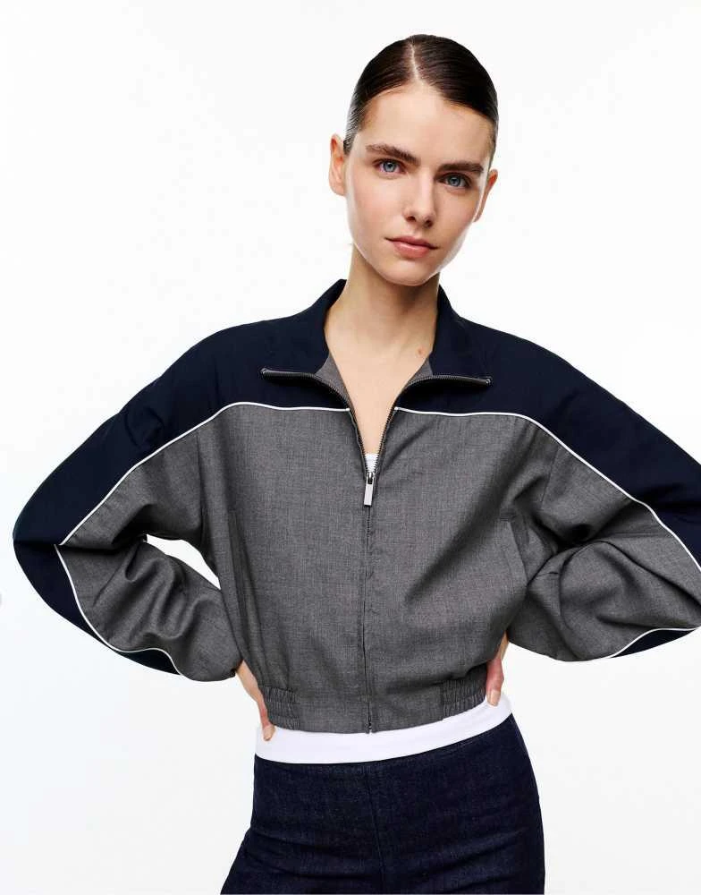 Pull&Bear Pull&Bear Combined panel jacket in pale grey 4