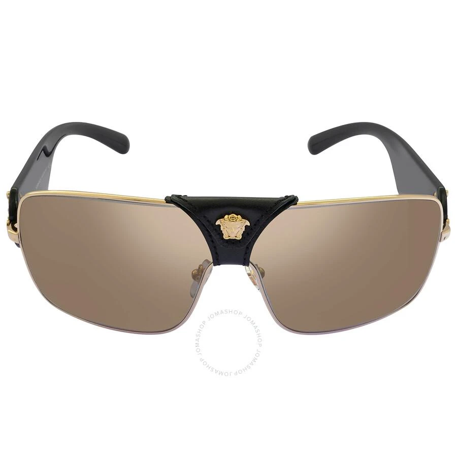 Versace Light Brown Mirror Gold Shield Unisex Sunglasses VE2207Q 1002/5 138 1