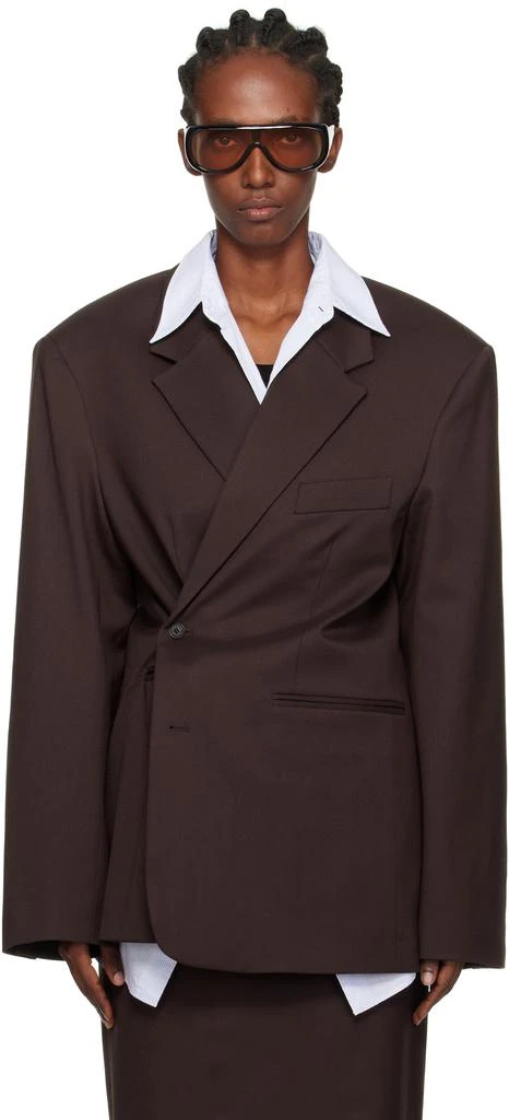 The Frankie Shop Brown Crosby Wrap Blazer