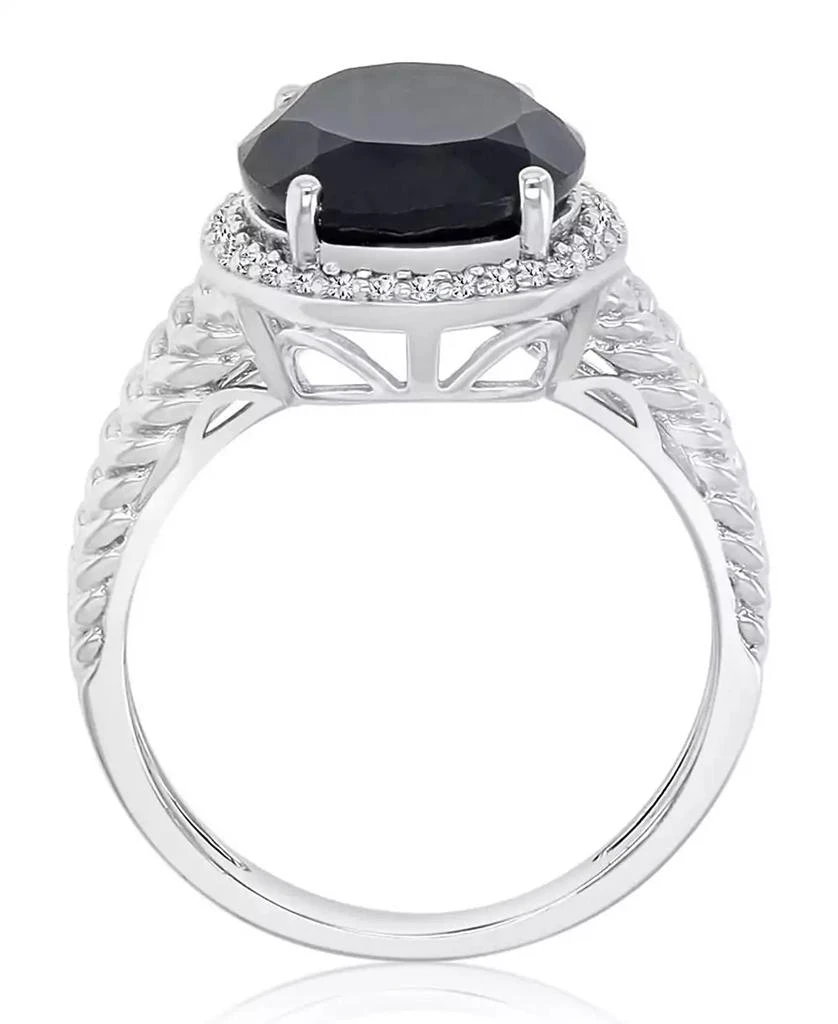 Macy
s Onyx (4.4 ct. t.w.) and Sapphire Halo Ring in Rhodium Over Sterling Silver 2