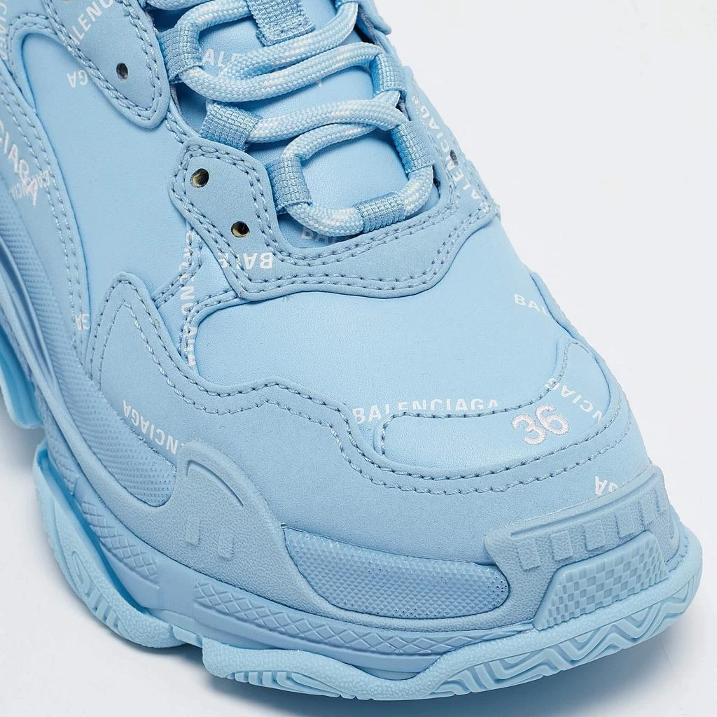 Balenciaga Balenciaga Blue Faux Leather Allover Logo Triple S Sneakers Size 36 7