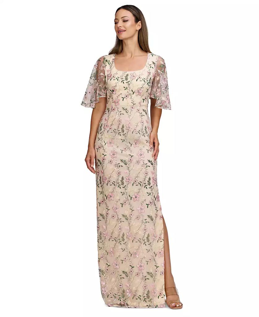 JS Collections Women's Hannah Floral-Embroidered Gown