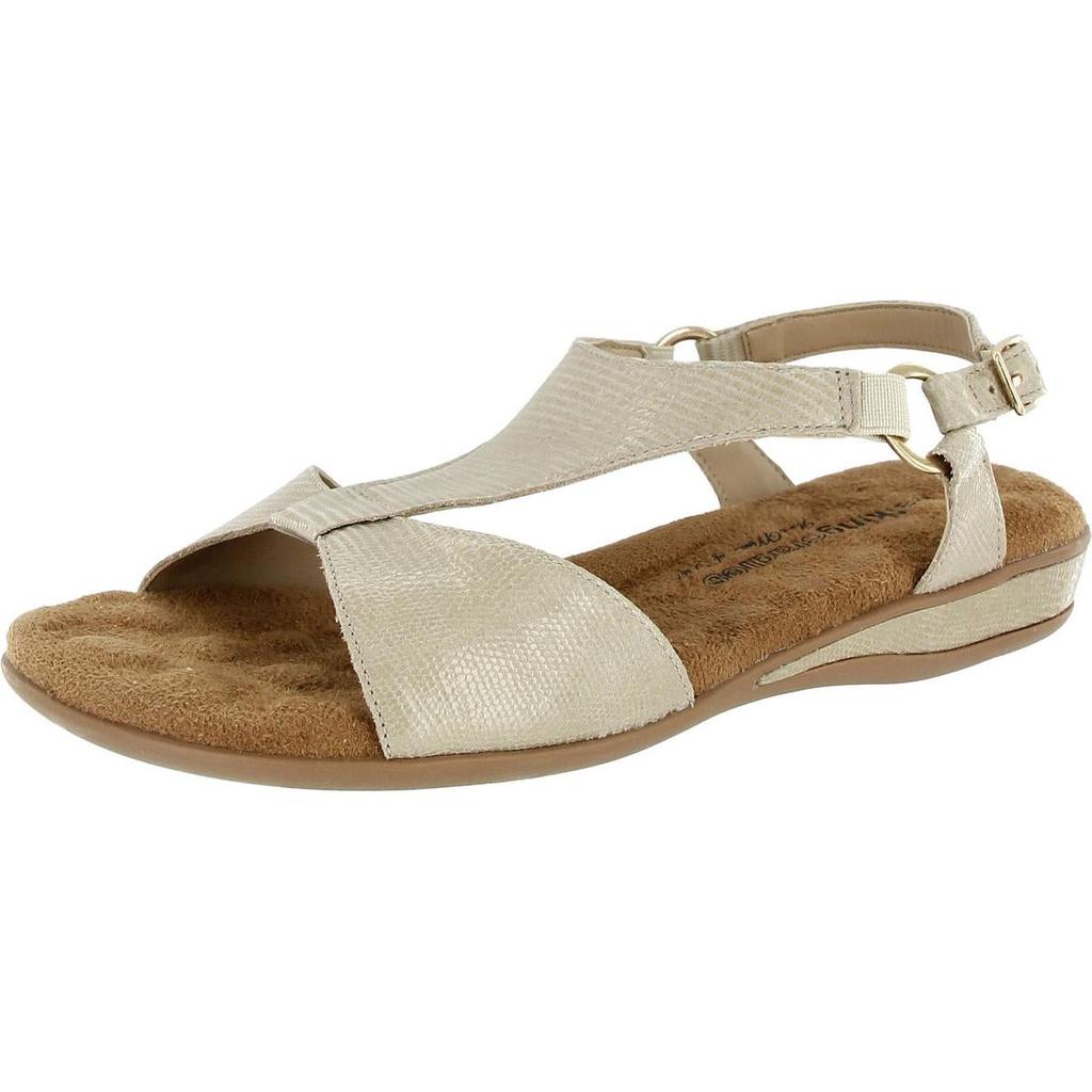 Walking Cradles Womens Shimmer Suede T-Strap Sandals