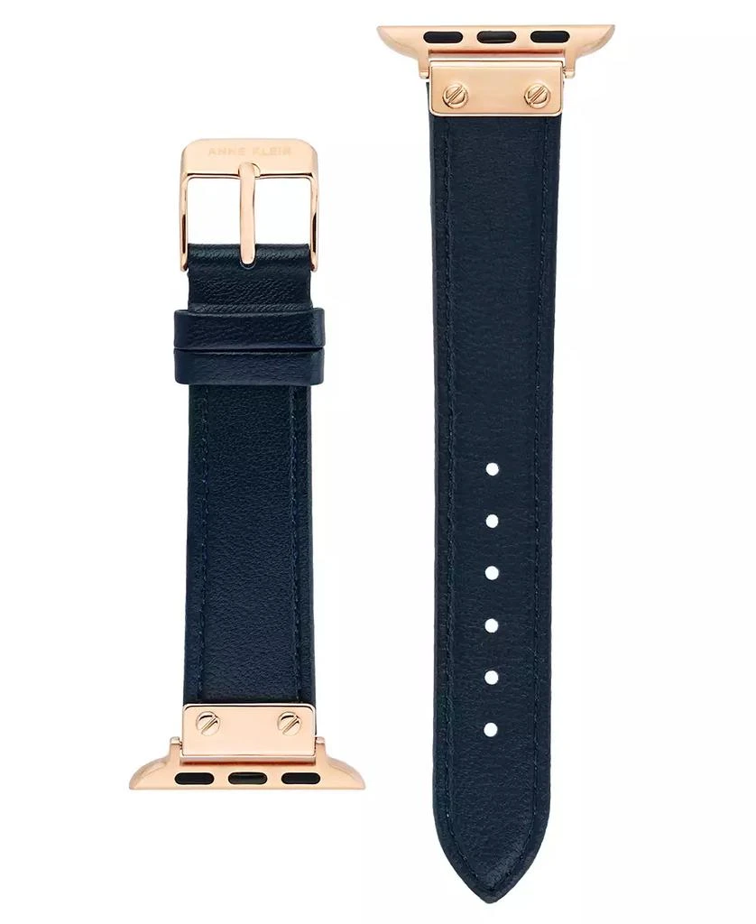 Anne Klein Women's Navy Genuine Leather Band designed for Apple Watch® 42mm (Series 10) & 38/40/41mm 2