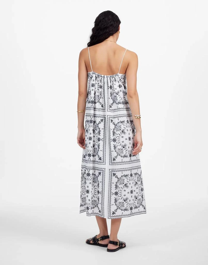 Madewell Embroidered Deep V-Neck Midi Dress in Bandana 4