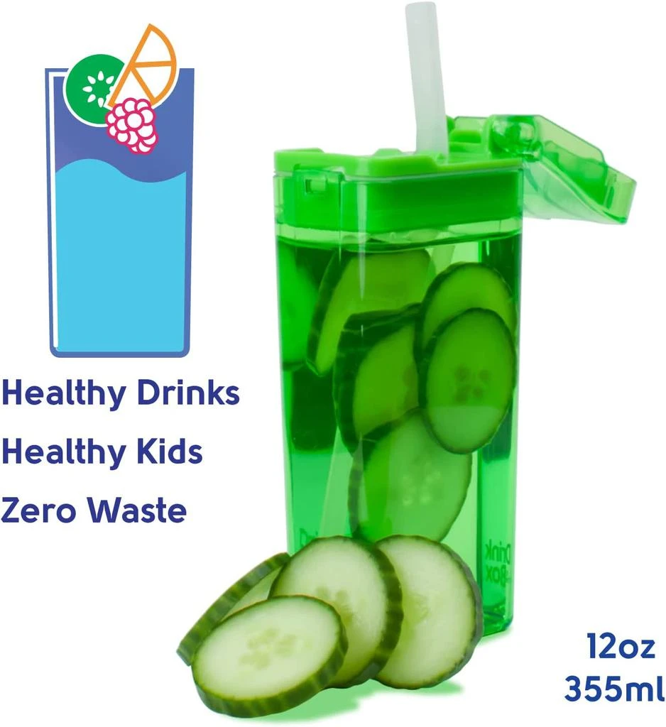 Precidio Design Drink in the Box Eco-Friendly Reusable Juice Box Container, 12 ounce, Blue 2