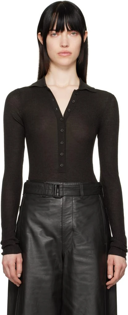 The Frankie Shop Brown Solana Polo Bodysuit 1