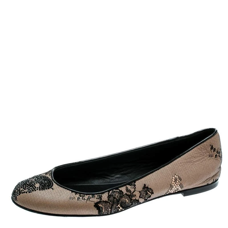 Giuseppe Zanotti Giuseppe Zanotti Black Mesh and Crystal Embellished Ballet Flats Size 38 1