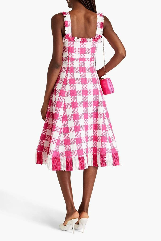 Oscar de la Renta Checked cotton-blend tweed midi dress 3