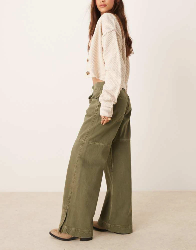 Free People Free People benji relaxed wide leg trousers in green 3