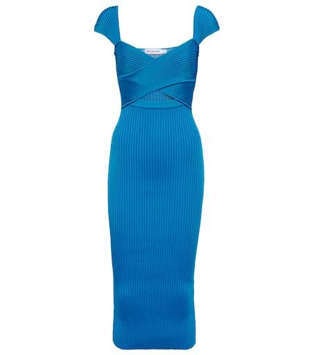 Self Portrait Ribbed-knit midi dress 1