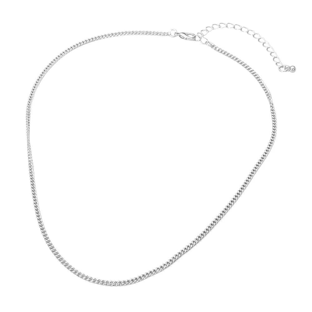 FASHNZFAB Silver Dipped Classic Curb Chain Necklace 3