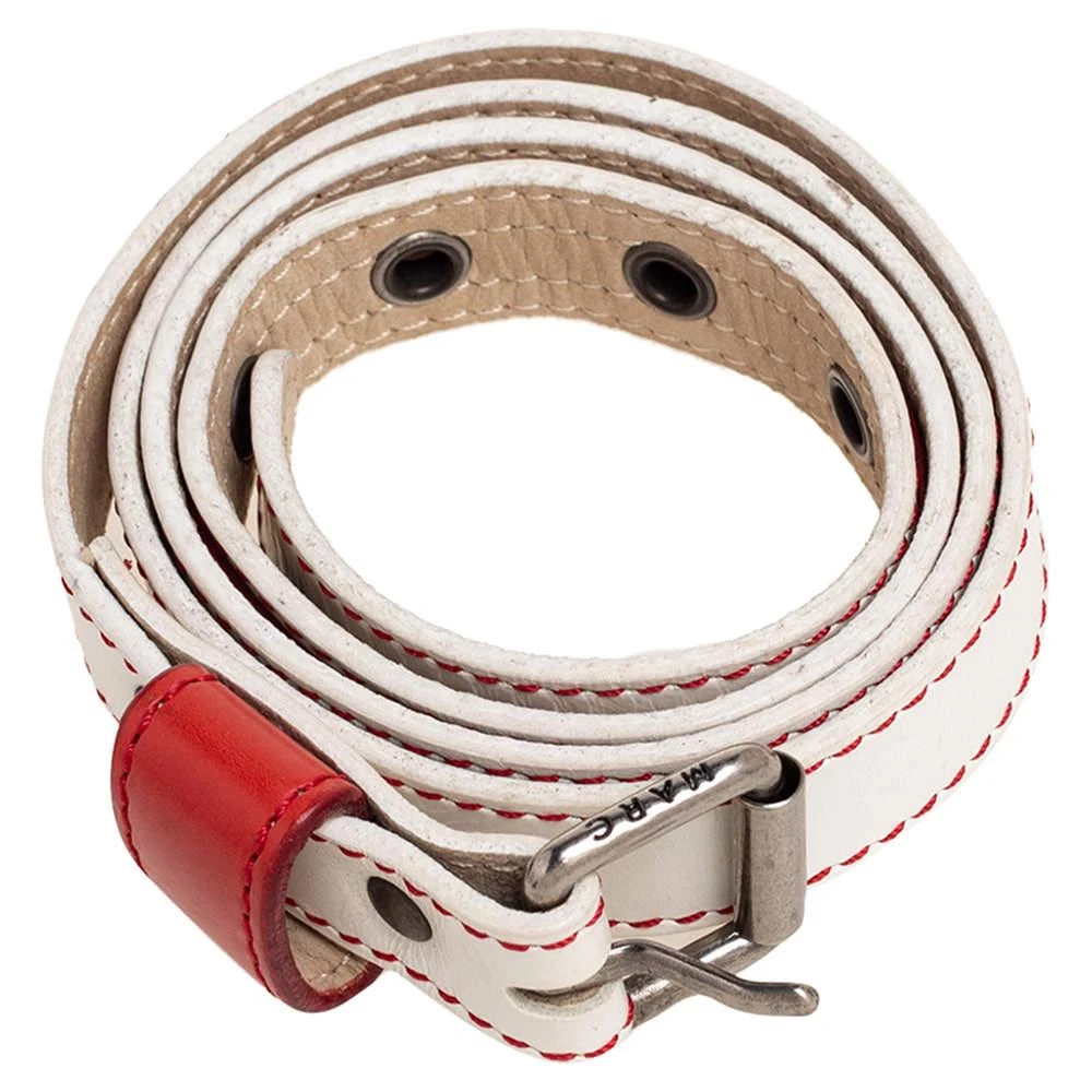 Marc Jacobs Marc by Marc Jacobs White/Red Leather Buckle Belt S/M 3