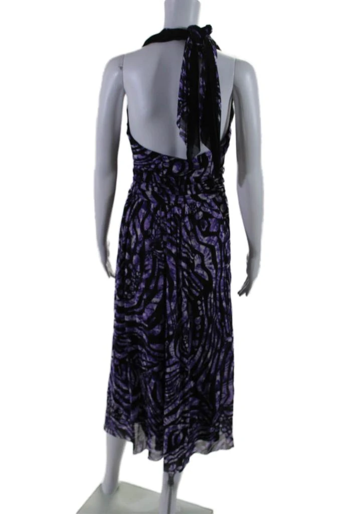 FUZZI Womens Purple Printed Halter Neck Sleeveless Shift Dress 3