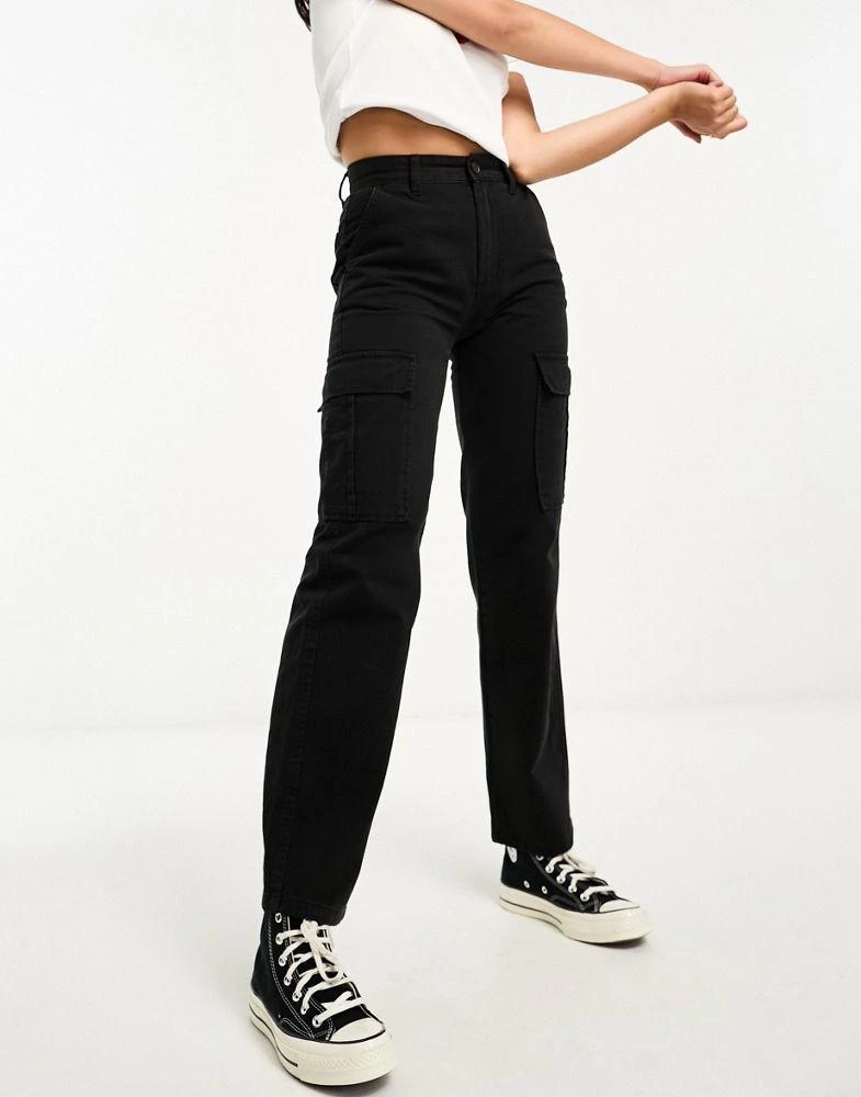 Stradivarius Stradivarius tailored wide leg trouser in black 1