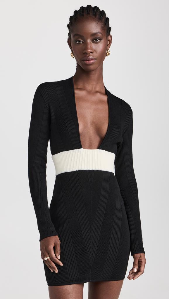 Victor Glemaud U Front Long Sleeve Mini Dress