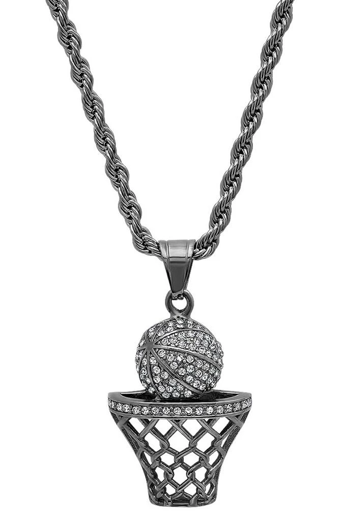 HMY JEWELRY Men
s 18K Gold Plated Stainless Steel Basketball Pendant Necklace