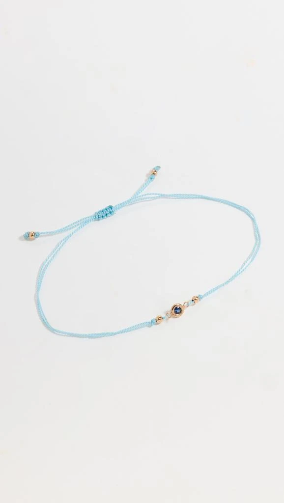 Zoe Chicco 14k Gold Floating Blue Sapphire on Turquoise Cord Bracelet