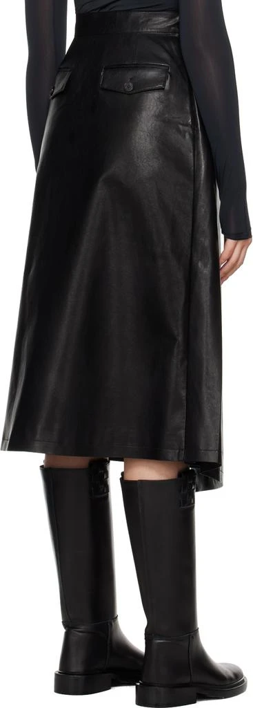LVIR Black Wrap Faux-Leather Midi Skirt 3