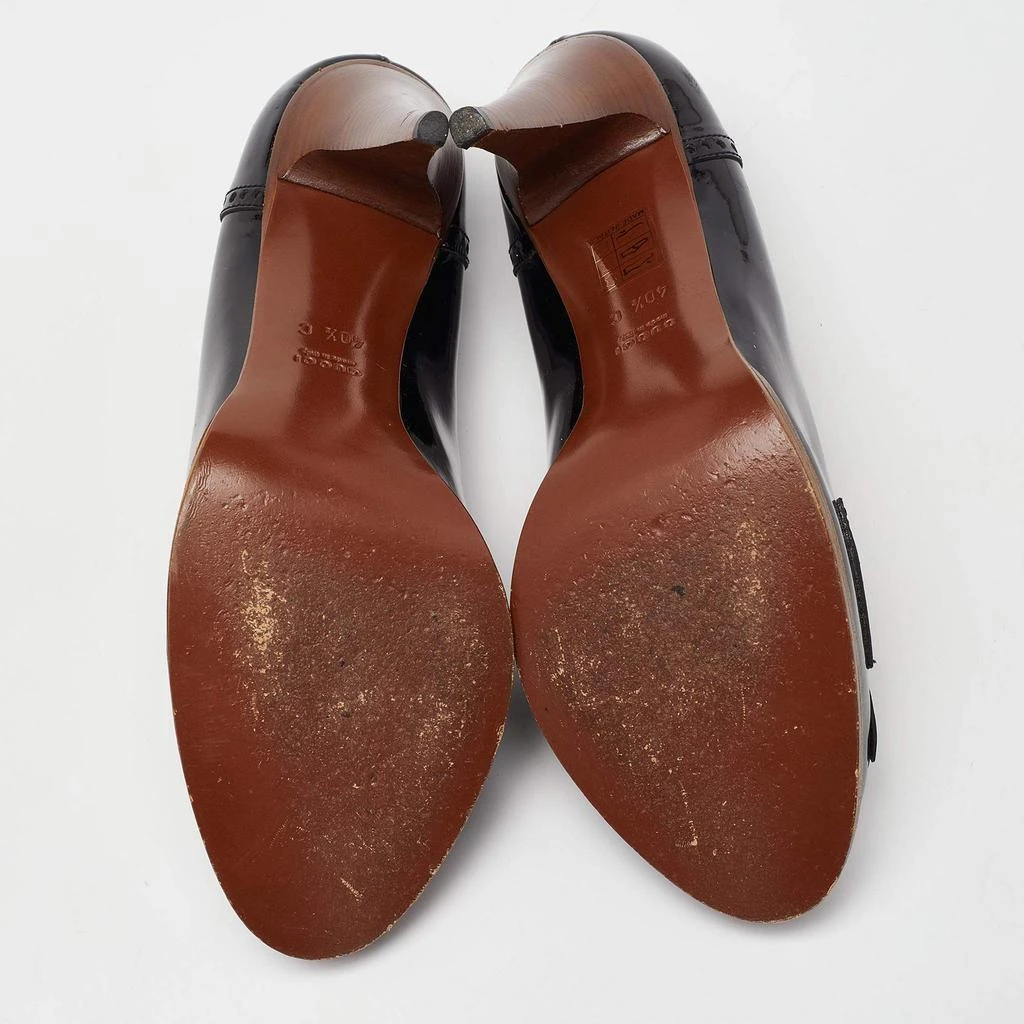 Gucci Gucci Black Brogue Patent Leather Horsebit Fringe Detail Loafer Pumps Size 40.5 6