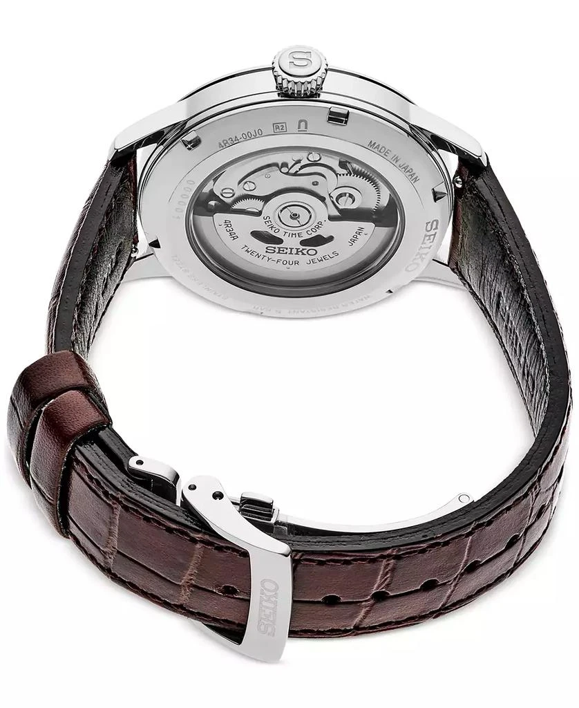 Seiko Men's Automatic Presage Cocktail Time Brown Leather Strap Watch 40mm 3
