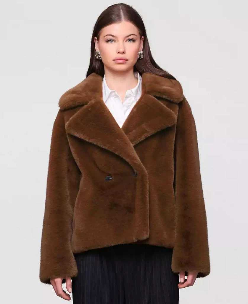 Avec Les Filles Women
s Notched-Collar Faux-Fur Coat 6