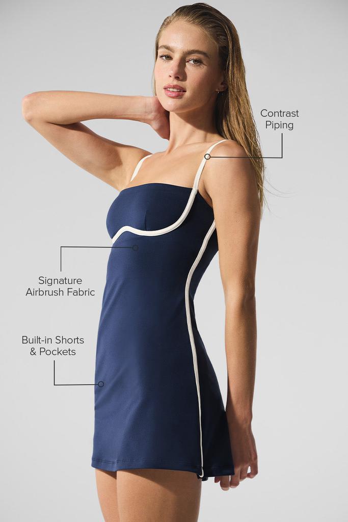 alo yoga Airbrush Streamlined Dress テニス Alo Airbrush Streamlined Dress - Black/White - Dresses & Skirts