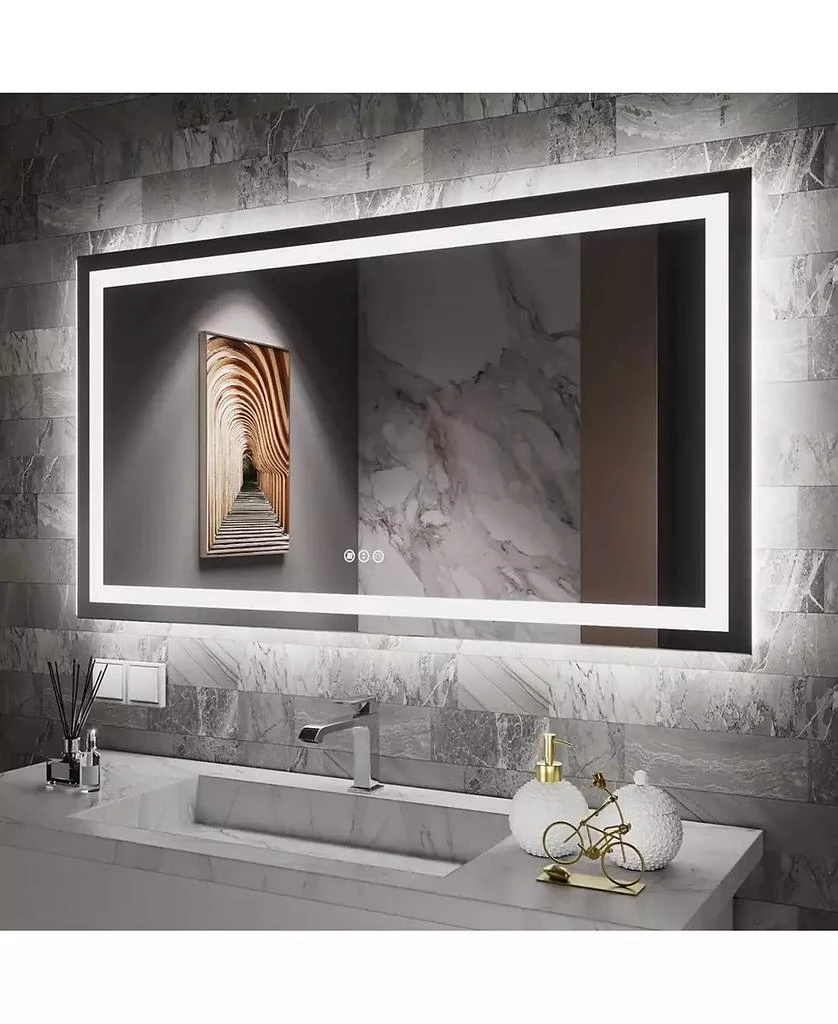 Amorho LED Bathroom Mirror, 72" x 40" with Front Light and Backlit, Stepless Dimmable Wall Mount Mirrors, Anti-Fog, Shatter-Proof, Memory, 3 Colors Lihgting, LED Vanity Mirror(Horizontal/Vertical)