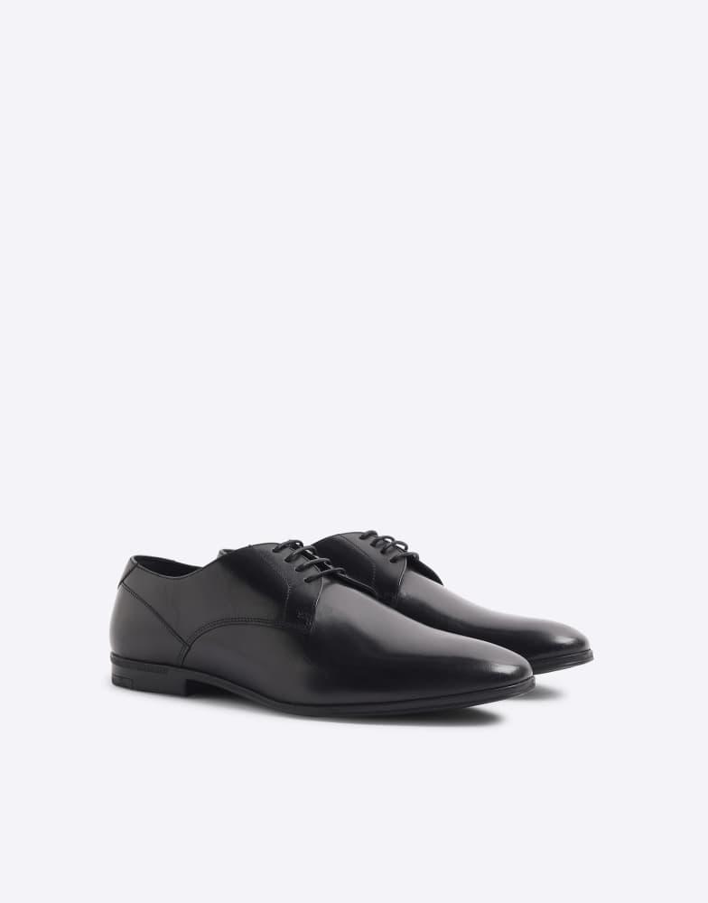 River Island River Island Leather wide fit derby shoes in black