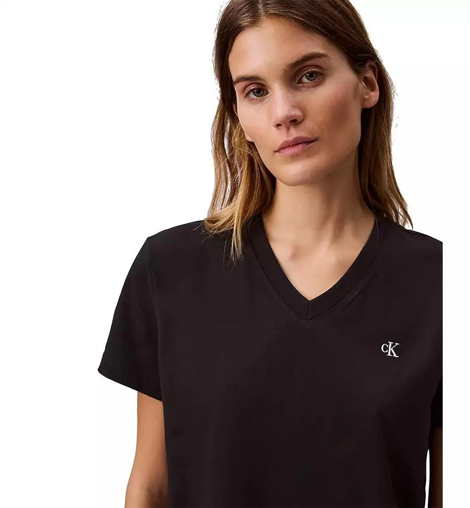 Calvin Klein Women's V-Neck Embroidered Logo T-Shirt 4