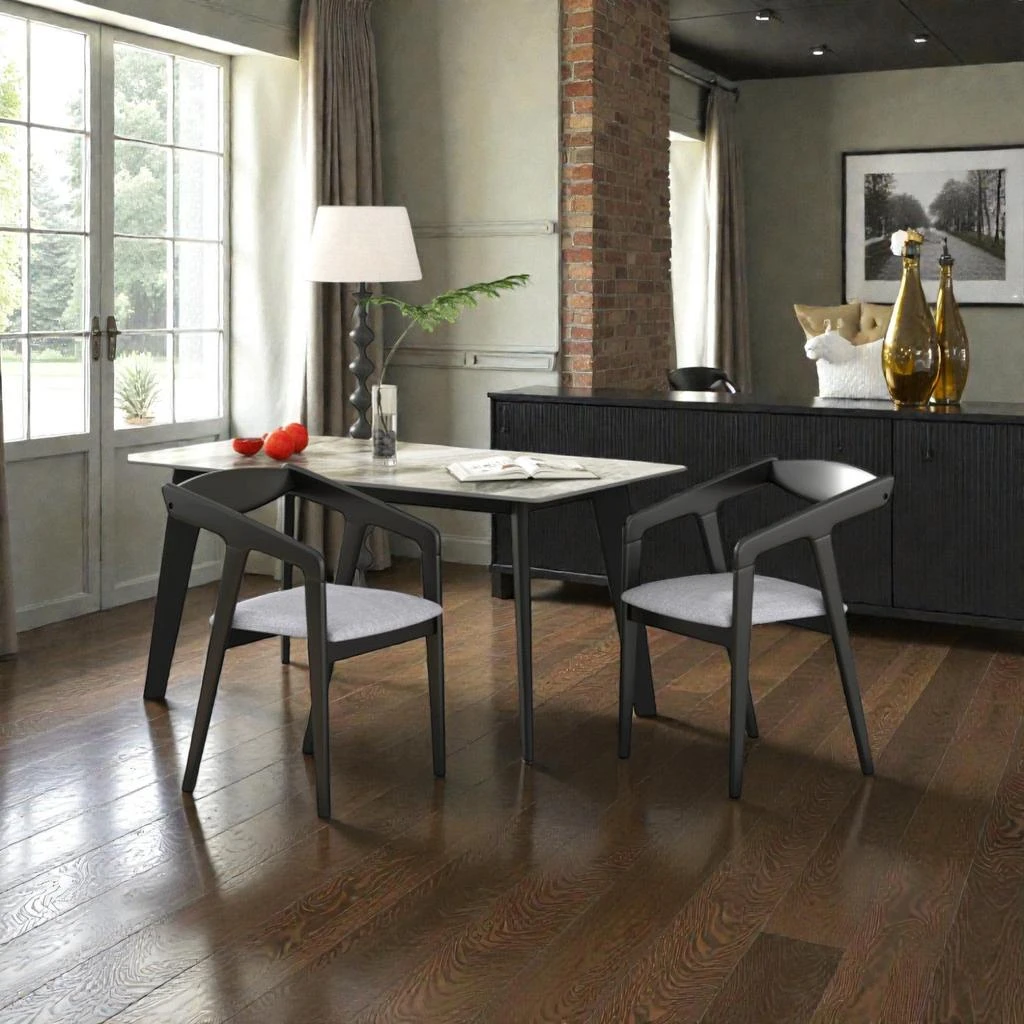 Hivvago Rustic Rubber Wood Dining Chairs Set of 2 with Upholstered Seats