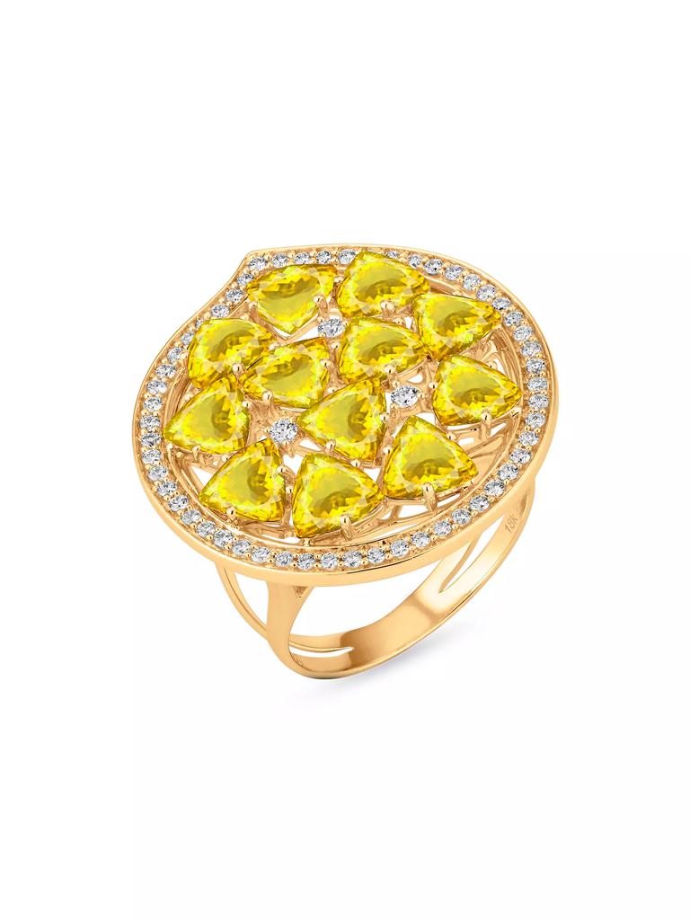HUEB Mirage 18K Rose Gold, Yellow Citrine & 0.37 TCW Diamond Ring