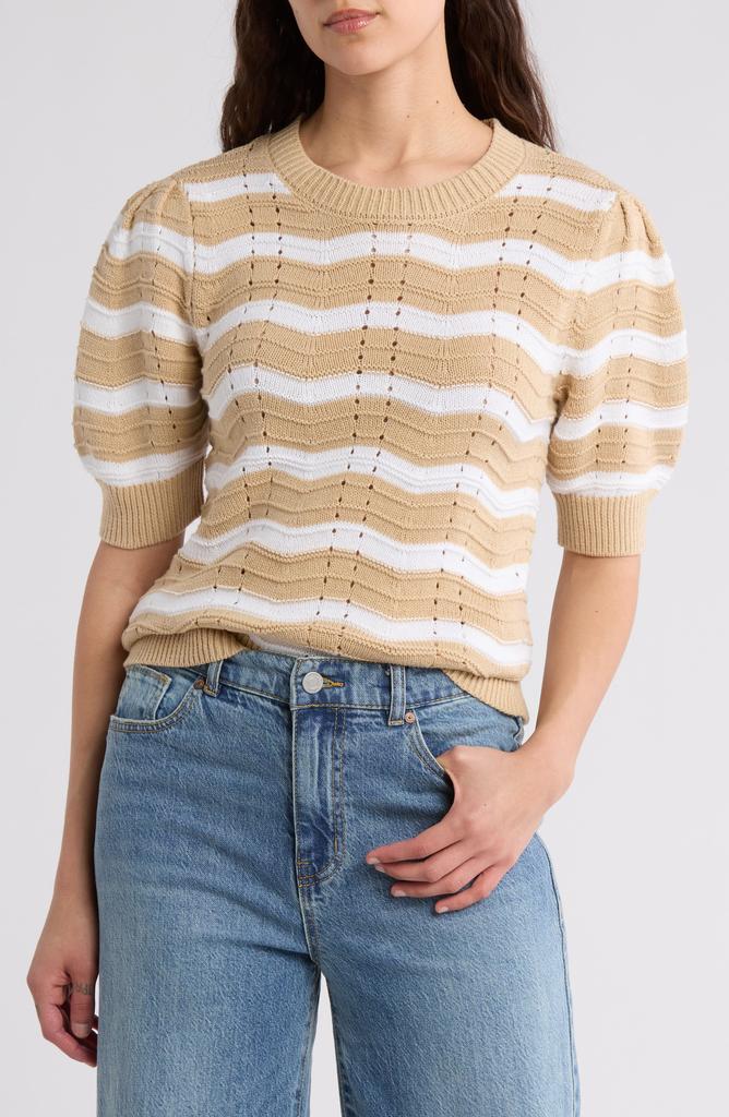 Caslon Zigzag Short Sleeve Novelty Sweater