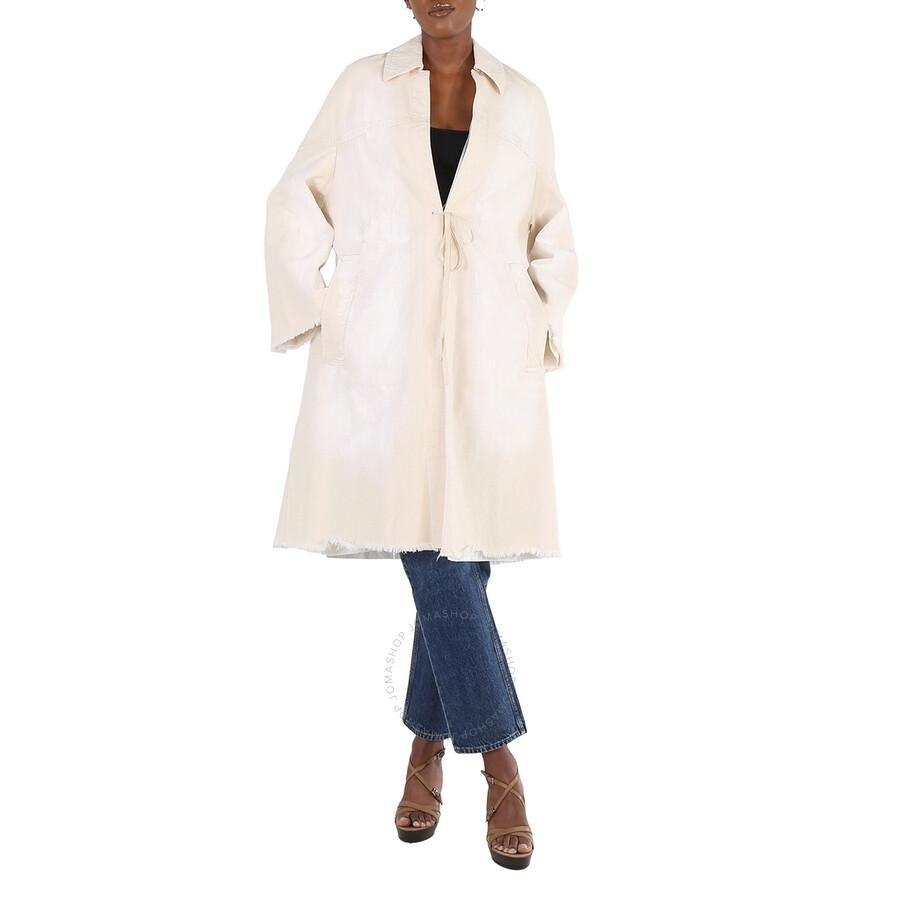 Marni Ladies Dust Coat In Vintage Effect Denim in Snow-white