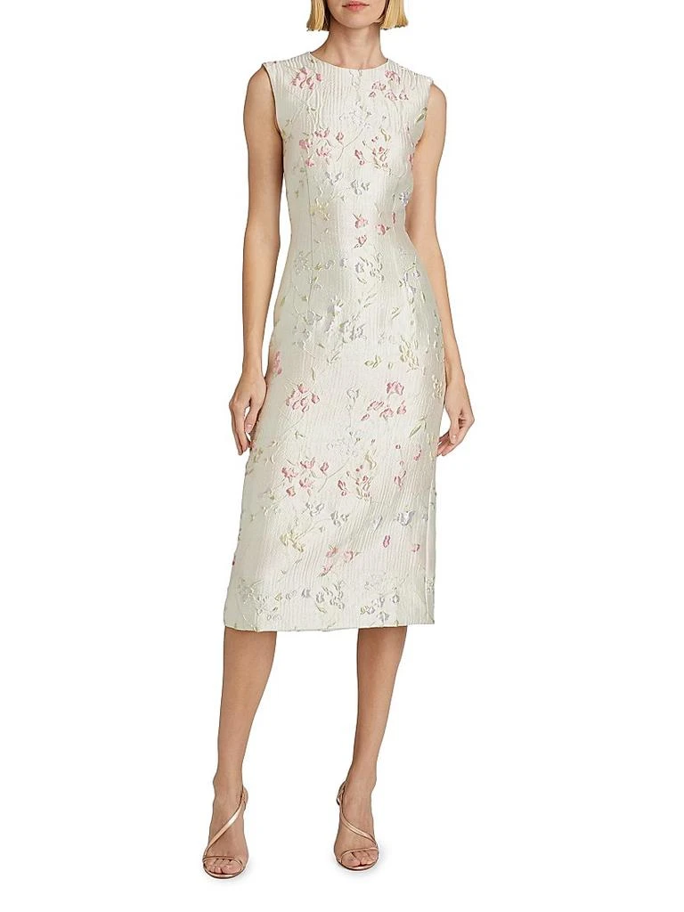 PRABAL GURUNG Floral Brocade Sheath Midi-Dress 3