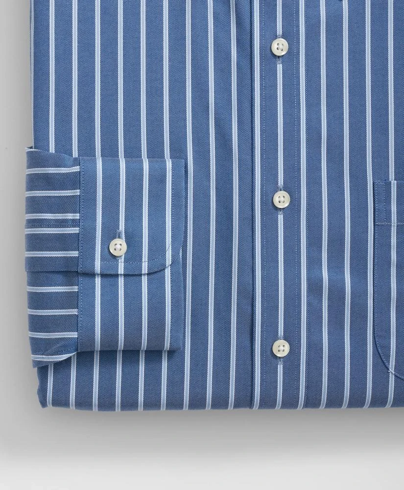 Brooks Brothers Stretch Supima® Cotton Non-Iron Twill Polo Button Down Collar, Ground Stripe Dress Shirt 4
