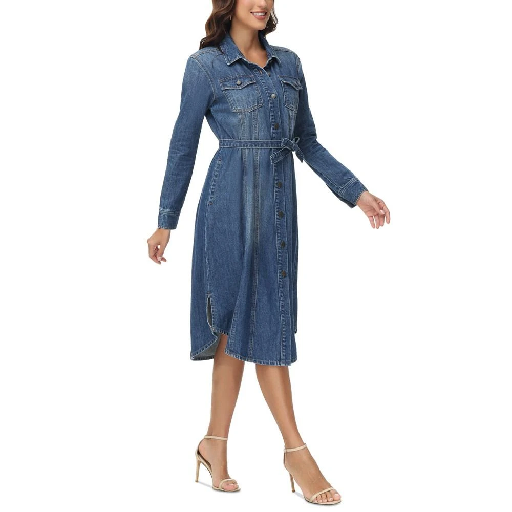 Frye Women's Belted Denim Long-Sleeve Midi Shirtdress 3