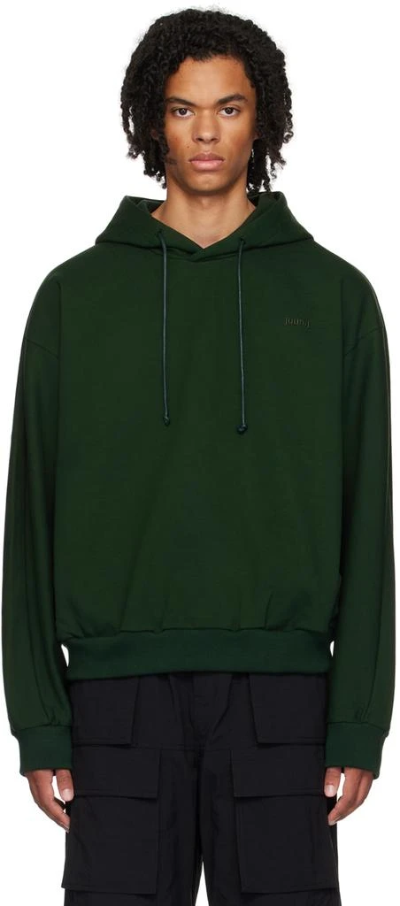 Juun.J Green Drawstring Hoodie 1