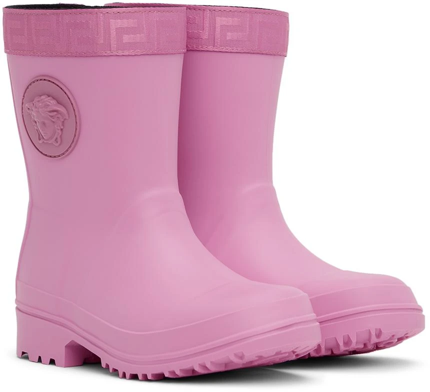 Versace Kids Pink Greca Rain Boots 4